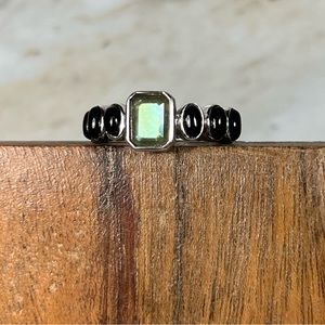 Sterling Silver Labradorite & Black spinel ring SZ 7